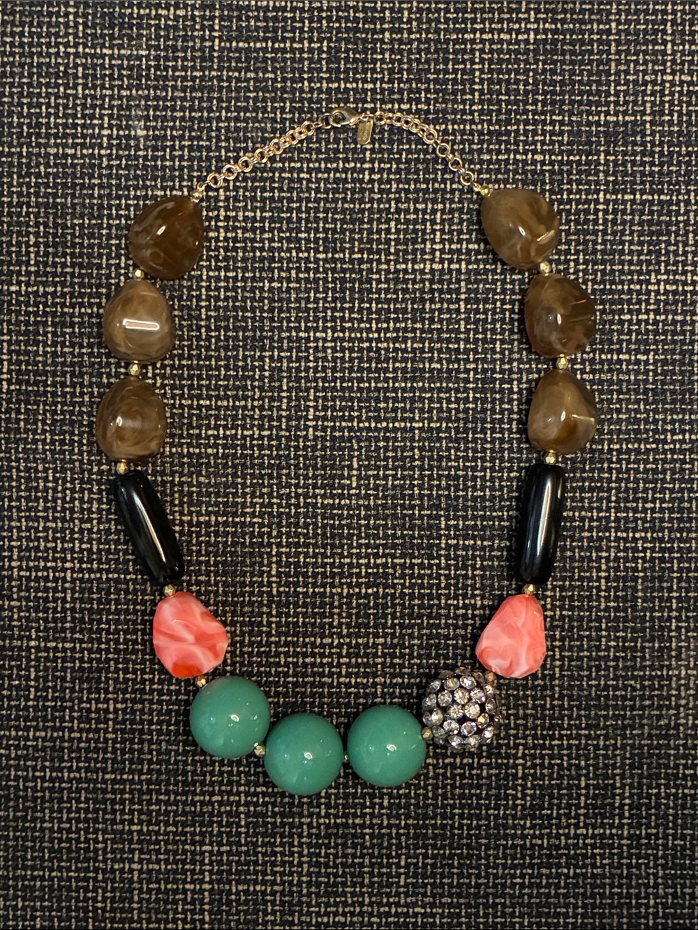 Anthropologie Multicolor Bead Necklace - Coral, Teal & Brown
